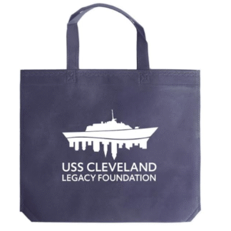 USS CLEVELAND LEGACY FOUNDATION Non-Woven Shopping Tote Bag - Navy Blue